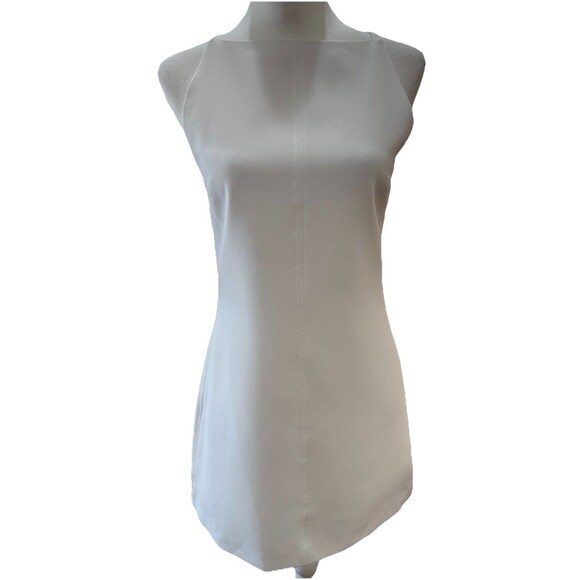 Zara Cream Patternless A-Line Shift Mini Dress Structured Sleeveless NWT Sz S - Picture 3 of 16